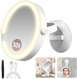 MOMOKUBA Kosmetikspiegel 30x mit Saugnapf und Beleuchtung Test & Bewertung