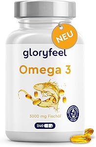 gloryfeel Omega 3 Fischöl 3000mg (240 Kapseln) Test & Bewertung