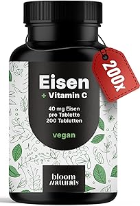 Bloom Naturals Eisentabletten mit Vitamin C 200 Stück Test & Bewertung