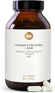 Sunday Natural Vitamin C Zink 1500 mg PureWay-C 240 Kapseln Test & Bewertung