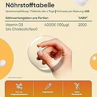 WeightWorld Vitamin D3 4000 IE (400 Tabletten) — Bild 3