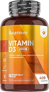 WeightWorld Vitamin D3 2000 I.E. (400 Tabletten) Test & Bewertung