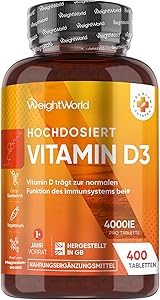 WeightWorld Vitamin D3 4000 IE (400 Tabletten) Test & Bewertung