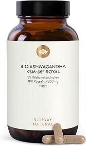 Sunday Natural Bio Ashwagandha KSM-66 Royal 1.000 mg, 180 Kapseln Test & Bewertung
