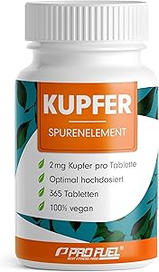 ProFuel Kupfer Bisglycinat 2 mg 365 Tabletten Test & Bewertung