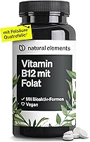 natural elements Vitamin B12 + Folsäure 180 Tabletten — Bild 1