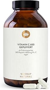 Sunday Natural Vitamin C Calciumascorbat 600 mg 365 Kapseln Test & Bewertung