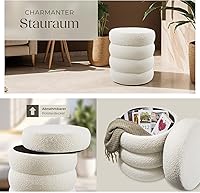 tectake Sitzhocker mit Stauraum Bouclé 42x47 cm — Bild 6