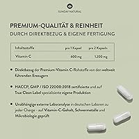 Sunday Natural Vitamin C Calciumascorbat 600 mg 365 Kapseln — Bild 3
