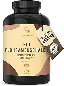 TRUE NATURE Bio Flohsamenschalen Kapseln 360 Stück Test & Bewertung