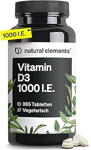 natural elements Vitamin D3 1000 I.E. (365 Tabletten) Test & Bewertung
