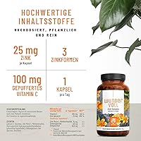 NATURTREU Wundervoll Zink 25mg + Vitamin C (90 Kapseln) — Bild 3