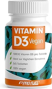ProFuel Vitamin D3 Vegan 1000 IE 365 Tabletten Test & Bewertung