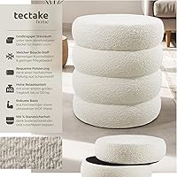 tectake Sitzhocker mit Stauraum Bouclé 42x47 cm — Bild 3