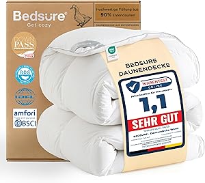 Bedsure Daunendecke 135x200 cm (90% Daunen, 880 g) Test & Bewertung