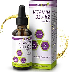 Vita2You Vitamin D3 + K2 Tropfen 10ml Test & Bewertung