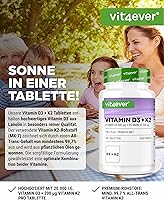 Vit4ever Vitamin D3 20.000 I.E. + K2 200 µg MK7 – 180 Tabletten — Bild 2