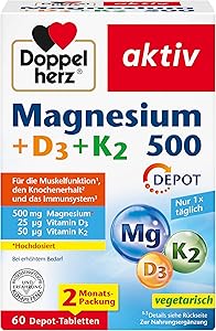 Doppelherz Magnesium 500 + D3 + K2 60 Depot-Tabletten Test & Bewertung