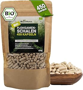 RheinNatur Bio Flohsamenschalen Kapseln 450 Stk Test & Bewertung
