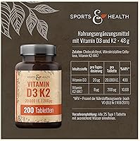 CDF Sports & Health Solutions Vitamin D3 K2 Depot 20000 IE + 200µg MK7 – 200 Tabletten — Bild 2
